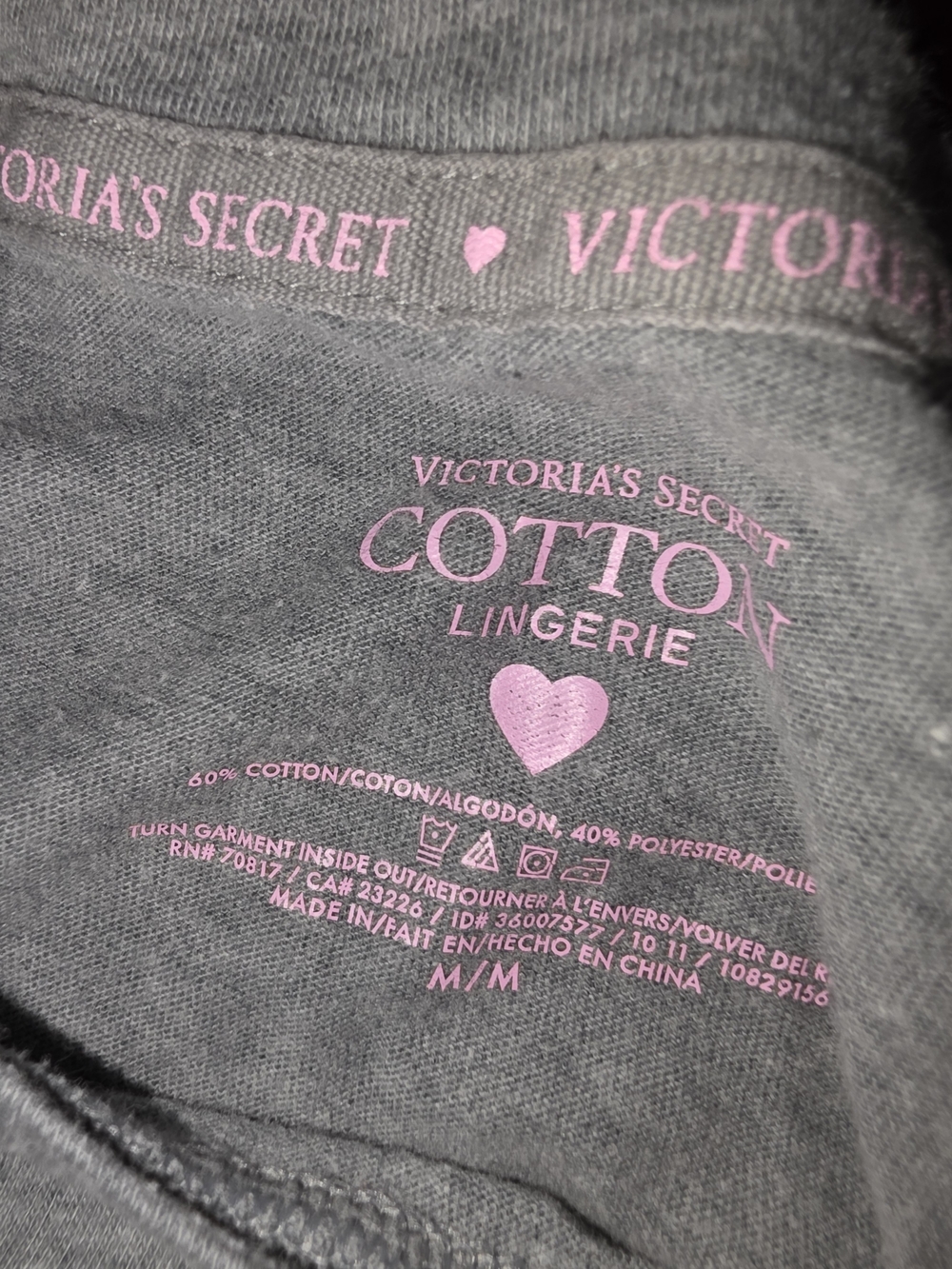 Victoria's Secret Gray Long Sleeve Nightshirt with Pink Logo - Picture 3 of 3